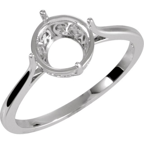 Solitaire Ring Mounting in 10 Karat White Gold for Round Stone.