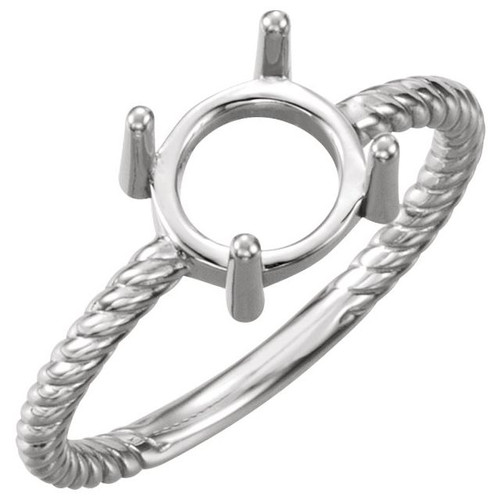 Cabochon Ring Mounting in 10 Karat White Gold for Round Stone.