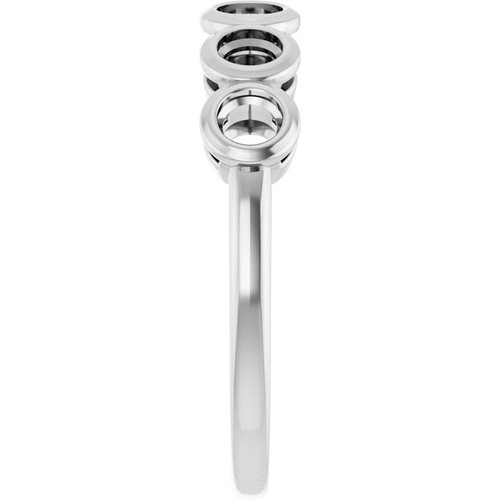 Family Bezel Set Ring Mounting in 18 Karat White Gold for Round Stone..