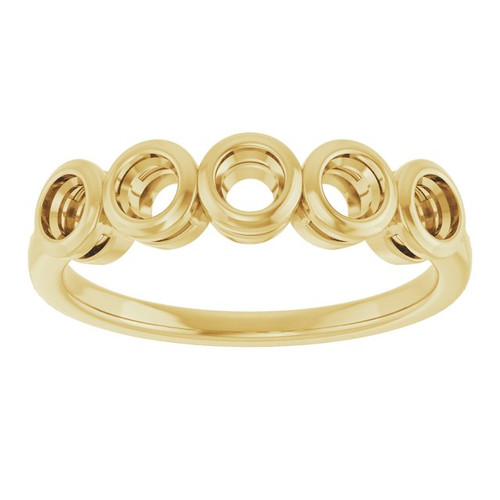 Family Bezel Set Ring Mounting in 18 Karat Yellow Gold for Round Stone..