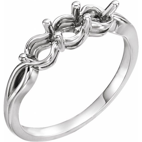 Three Stone Ring Mounting in 18 Karat White Gold for Round Stone.