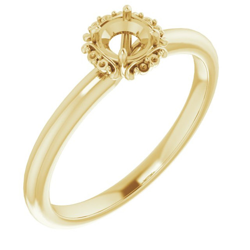 Accented Engagement Ring Mounting in 18 Karat Yellow Gold for Round Stone.