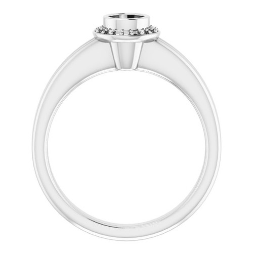 Bezel Set Halo Style Engagement Ring Mounting in 14 Karat White Gold for Round Stone..