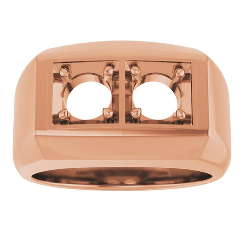 Two Stone Ring Mounting in 10 Karat Rose Gold for Round Stone.