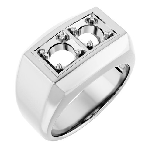 Two Stone Ring Mounting in 10 Karat White Gold for Round Stone.