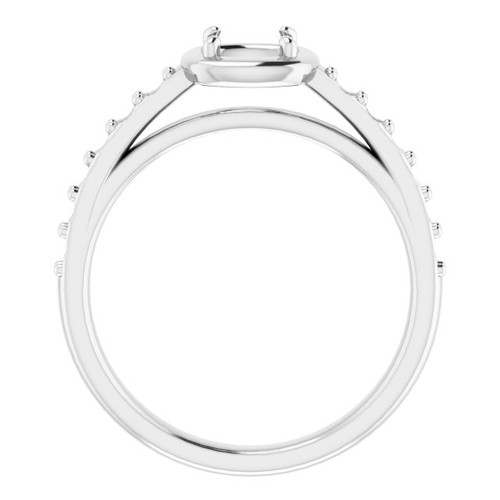 Accented Ring Mounting in 10 Karat White Gold for Cushion Stone.