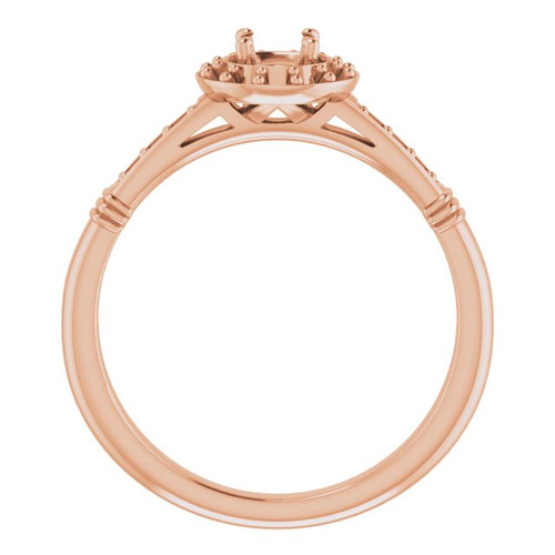 Halo Style Ring Mounting in 14 Karat Rose Gold for Round Stone...
