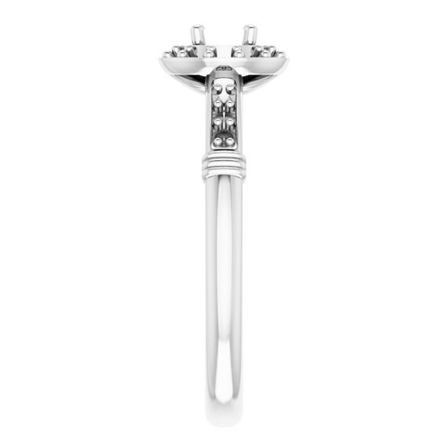 Halo Style Ring Mounting in 14 Karat White Gold for Round Stone.