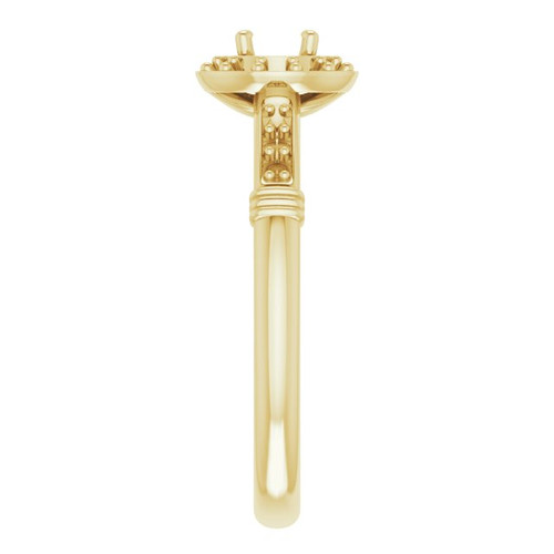 Halo Style Ring Mounting in 14 Karat Yellow Gold for Round Stone.