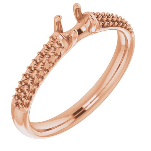 Pavé Accented Engagement Ring Mounting in 18 Karat Rose Gold for Round Stone.