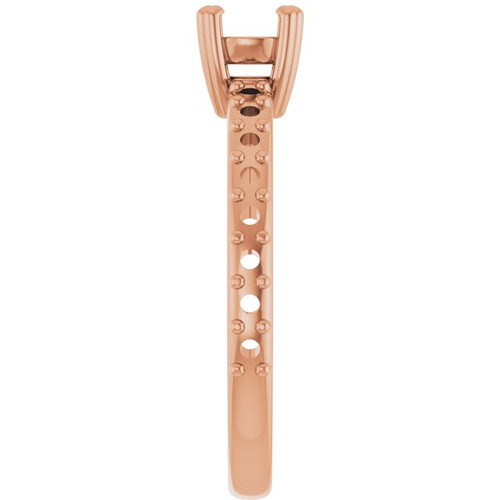 Accented Engagement Ring Mounting in 18 Karat Rose Gold for Round Stone.