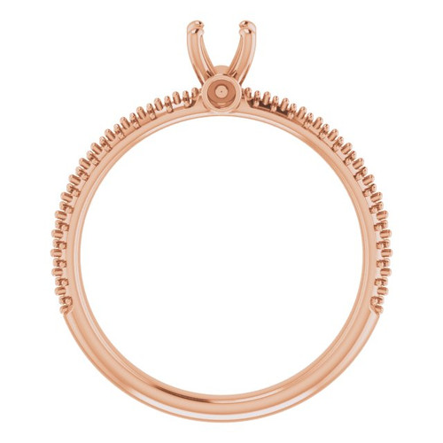 Accented Engagement Ring Mounting in 14 Karat Rose Gold for Round Stone.