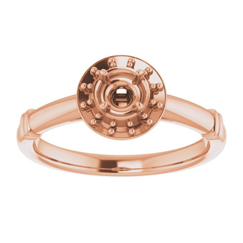 Halo Style Engagement Ring Mounting in 18 Karat Rose Gold for Round Stone..
