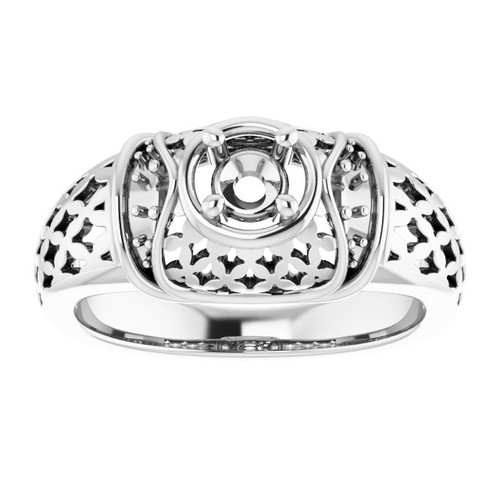 Accented Ring Mounting in 18 Karat White Gold for Round Stone..