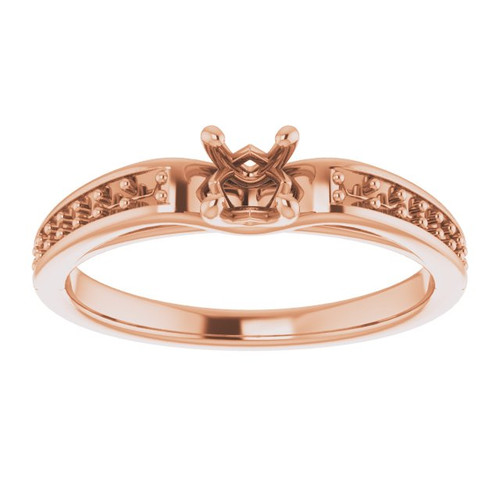 Accented Engagement Ring Mounting in 18 Karat Rose Gold for Round Stone...