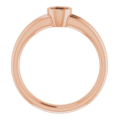 Bezel Set Solitaire Engagement Ring Mounting in 18 Karat Rose Gold for Round Stone.