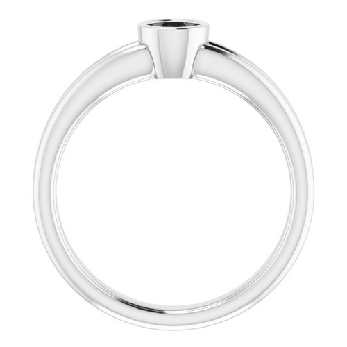 Bezel Set Solitaire Engagement Ring Mounting in 18 Karat White Gold for Round Stone.