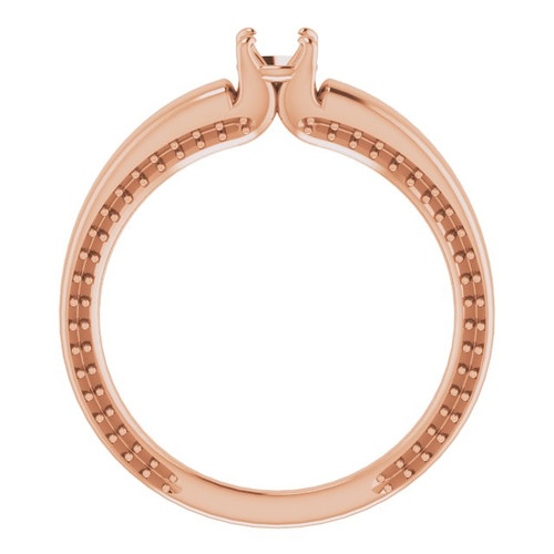 Accented Engagement Ring Mounting in 14 Karat Rose Gold for Round Stone...