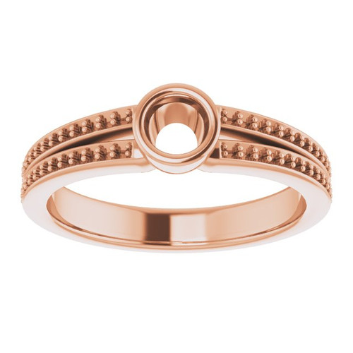 Bezel Set Accented Ring Mounting in 10 Karat Rose Gold for Round Stone.