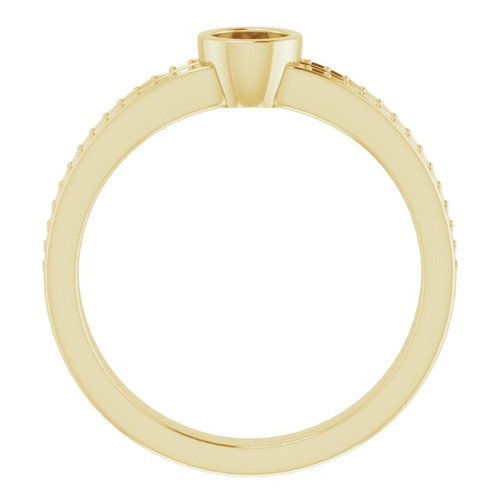 Bezel Set Accented Ring Mounting in 10 Karat Yellow Gold for Round Stone.