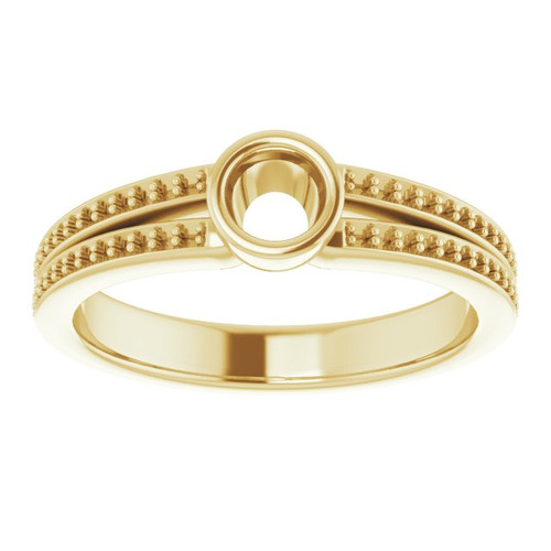 Bezel Set Accented Ring Mounting in 10 Karat Yellow Gold for Round Stone.