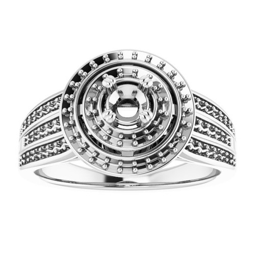 Double Halo Style Engagement Ring Mounting in Platinum for Round Stone.