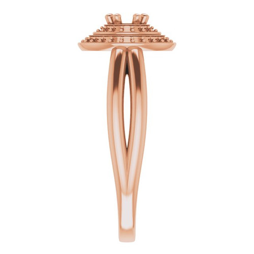 Double Halo Style Ring Mounting in 10 Karat Rose Gold for Round Stone..