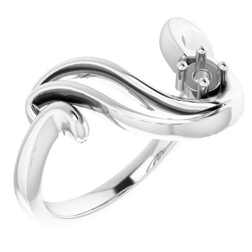 Family Freeform Ring Mounting in 18 Karat White Gold for Round Stone, 4.02 grams