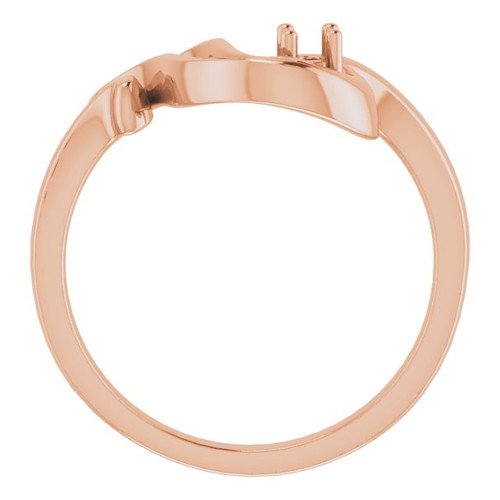 Family Freeform Ring Mounting in 10 Karat Rose Gold for Round Stone, 3.1 grams