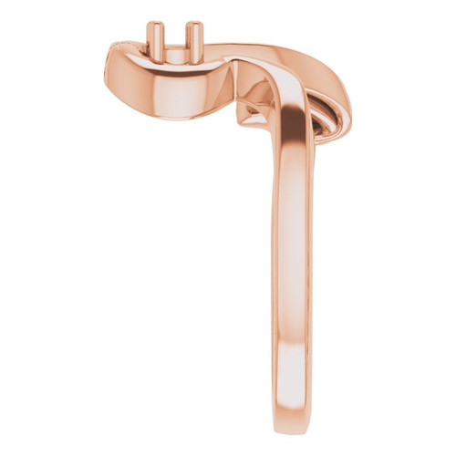 Family Freeform Ring Mounting in 10 Karat Rose Gold for Round Stone, 3.1 grams