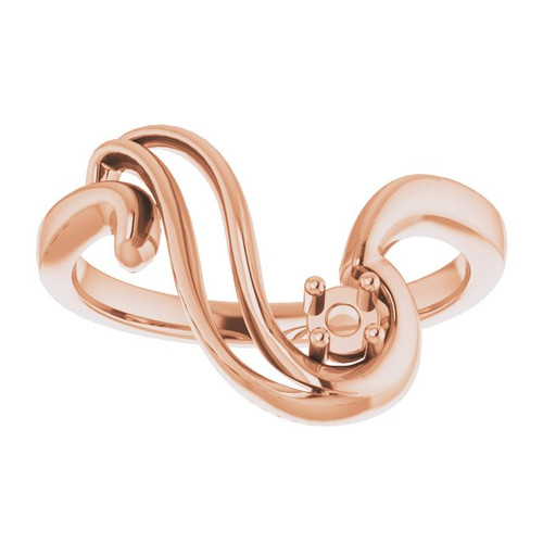 Family Freeform Ring Mounting in 18 Karat Rose Gold for Round Stone, 4.23 grams Family Freeform Ring Mounting in 18 Karat Rose Gold for Round Stone, 4.23 grams