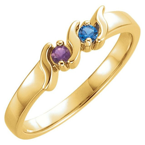 Family Ring Mounting in 18 Karat Yellow Gold for Round Stone, 3.48 grams