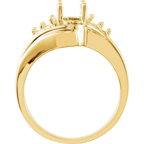 Accented Ring Mounting in 18 Karat White Gold for Oval Stone, 5.81 grams