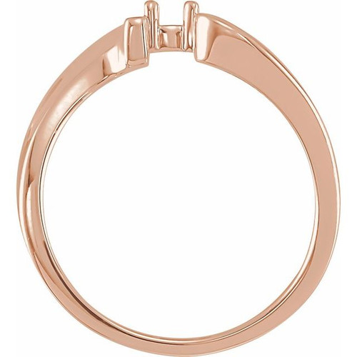 Family Ring Mounting in 14 Karat Rose Gold for Round Stone, 4.91 grams