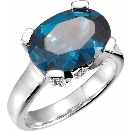 Accented Ring Mounting in 10 Karat Rose Gold for Oval Stone, 6.01 grams