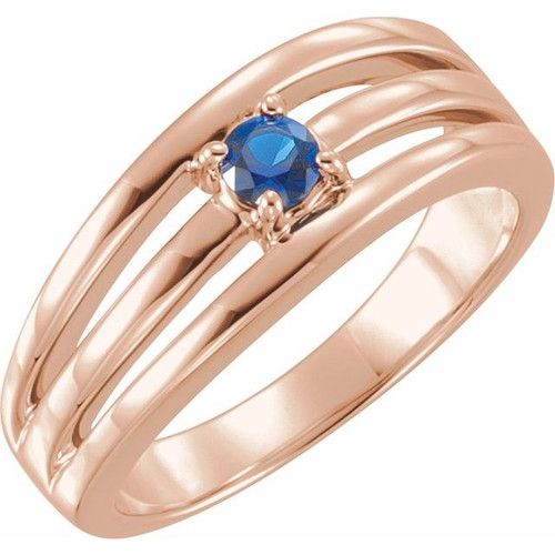 Family Ring Mounting in 18 Karat Rose Gold for Round Stone, 8.38 grams