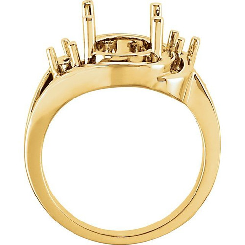 Accented Ring Mounting in 18 Karat Yellow Gold for Oval Stone, 4.45 grams