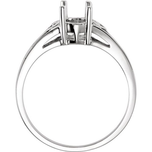 Solitaire Ring Mounting in 10 Karat White Gold for Oval Stone, 2.84 grams