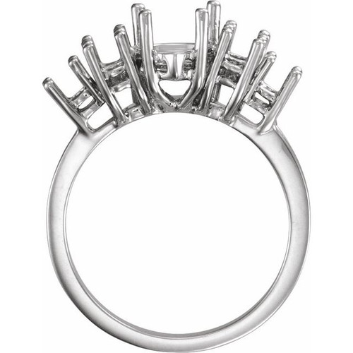 Accented Ring Mounting in Sterling Silver for Pear shape Stone, 2.7 grams