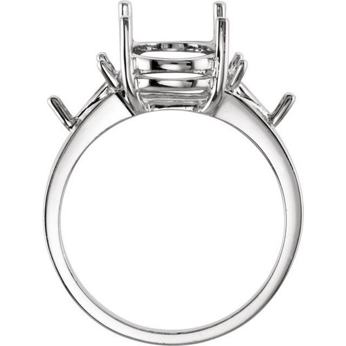 Accented Ring Mounting in Sterling Silver for Oval Stone, 2.53 grams