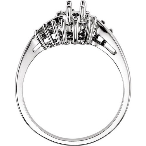 Accented Ring Mounting in 18 Karat Rose Gold for Marquise Stone, 4.06 grams