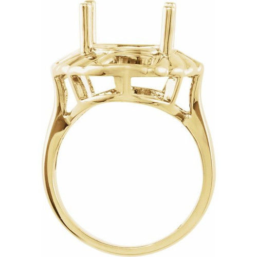 Accented Ring Mounting in 18 Karat Yellow Gold for Oval Stone, 6.84 grams