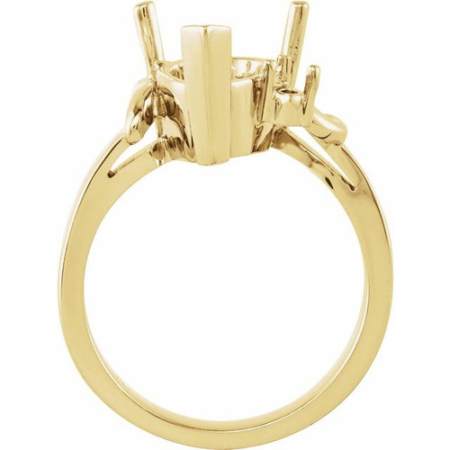 Accented Ring Mounting in 10 Karat Yellow Gold for Pear shape Stone, 2.82 grams