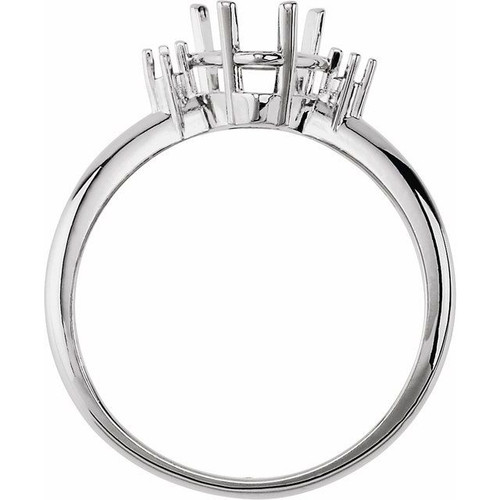 Accented Ring Mounting in 10 Karat White Gold for Pear Stone, 1.53 grams