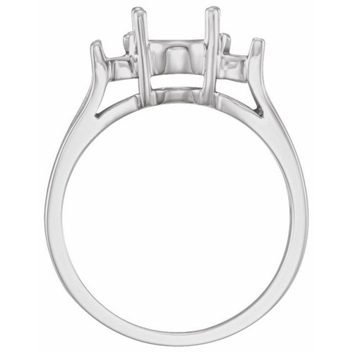 Accented Ring Mounting in Platinum for Oval Stone, 4 grams