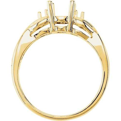 Accented Ring Mounting in 18 Karat Yellow Gold for Oval Stone, 3.9 grams