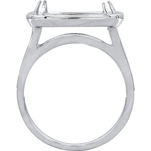 Solitaire Ring Mounting in 10 Karat White Gold for Cushion Stone, 5.53 grams