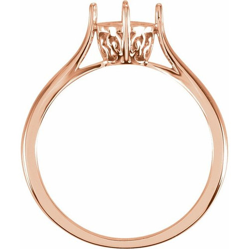 Solitaire Ring Mounting in 14 Karat Rose Gold for Oval Stone, 2.08 grams