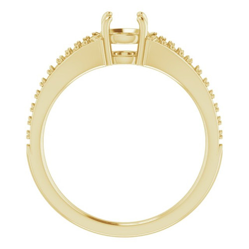 Accented Engagement Ring Mounting in 10 Karat Yellow Gold for Round Stone, 2.85 grams