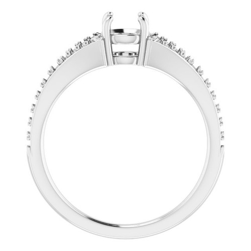 Accented Engagement Ring Mounting in 18 Karat White Gold for Round Stone, 3.69 grams